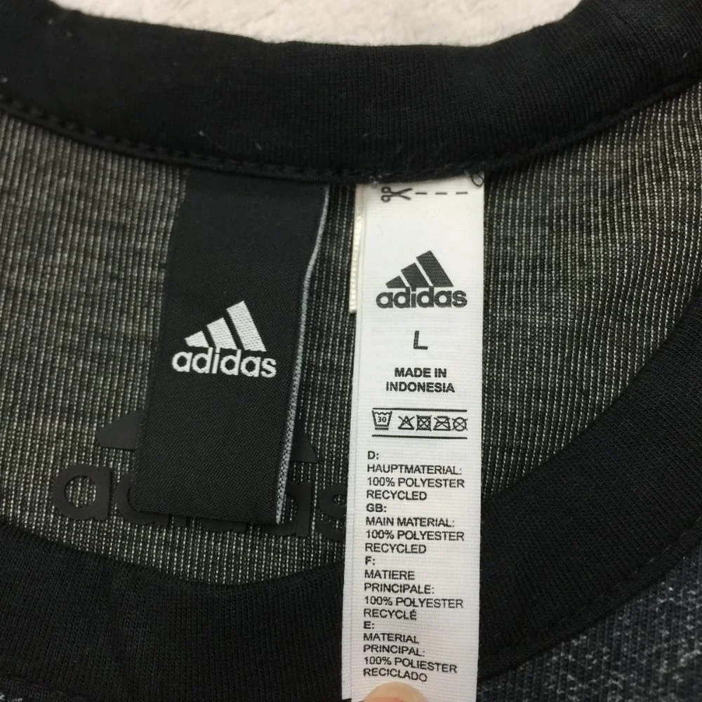 Like new! Adidas ID Sweatshirt L Black Gray Knit Tie Dye Side Slit Long Sleeve - Picture 8 of 11